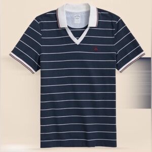 BROOKS BROTHERS Supima Cotton
Johnny Collar Soccer Stripe Polo Shirt Sz L